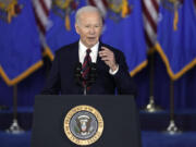 FILE - President Joe Biden speaks at en event March 13, 2024, in Milwaukee. A major deadline under the half-century-old War Powers Resolution came this week for Biden to obtain Congress&rsquo; approval to keep waging his military campaign against Yemen&rsquo;s Houthis. But it was met with public silence, even from Senate Democrats frustrated by the Biden administration&rsquo;s blowing past some of the checkpoints that would give Congress more of a say in the United States&rsquo; deepening military engagement in the Middle East conflicts.