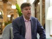 Democratic presidential candidate Jason Palmer speaks during an interview at a Washington hotel in Washington, Tuesday, March 5, 2024. Palmer, an unknown candidate, won the Democratic primary in American Samoa.