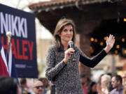 Republican presidential candidate former UN Ambassador Nikki Haley speaks during a campaign stop, Friday, Feb. 16, 2024, in San Antonio.