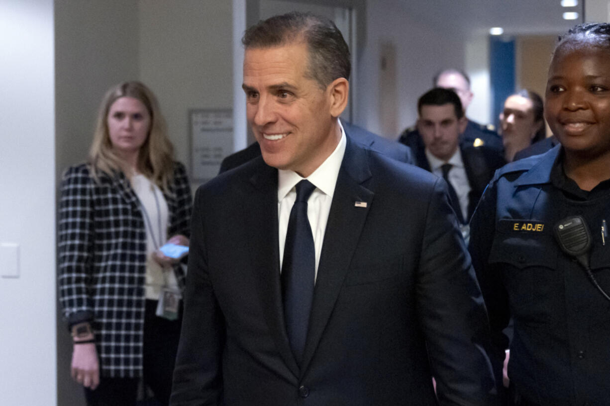 Hunter Biden departs after a closed door private deposition with House committees leading the President Biden impeachment inquiry, on Capitol Hill, Wednesday, Feb. 28, 2024, in Washington.