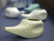 FILE - Neti pots are seen, Jan. 30, 2008, in Lexington, Ky. The Centers for Disease Control and Prevention on Wednesday, March 13, 2024, published a report that for the first time connects Acanthamoeba infections to use of Neti pots and other nasal rinsing devices.