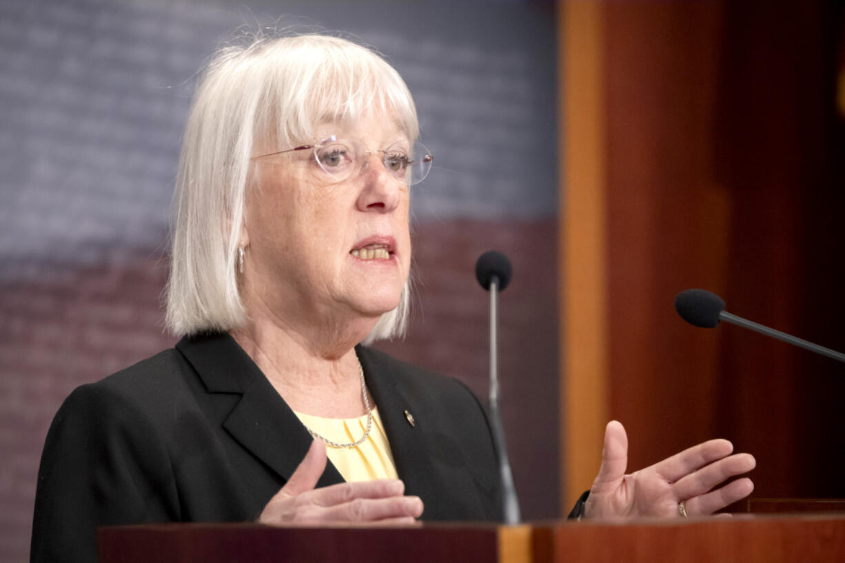 Sen. Patty Murray, D-Wash., speaks during a press event about a bill to establish federal protections for IVF on Capitol Hill, Tuesday, Feb. 27, 2024, in Washington.