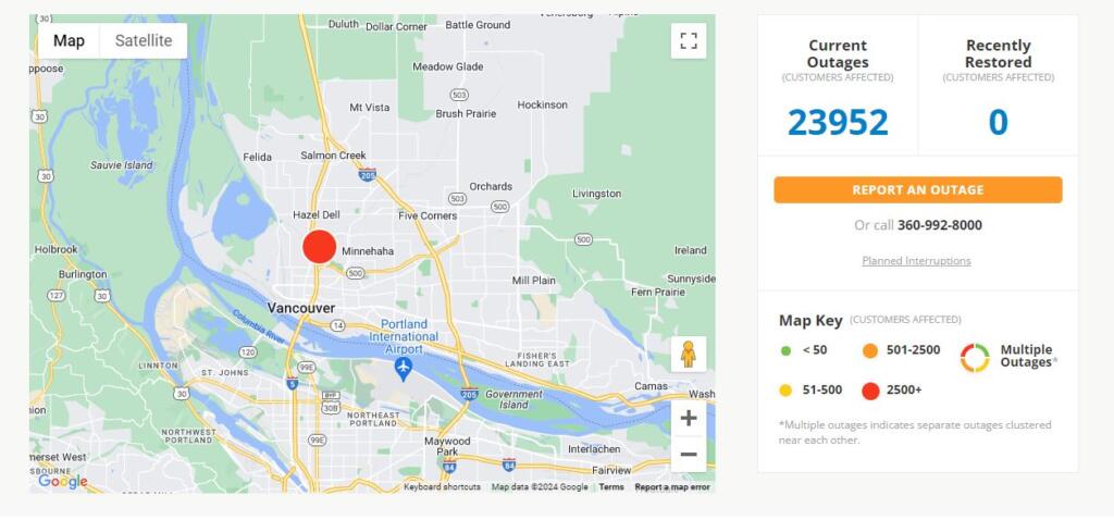 Some 25,000 households in the Hazel Dell area are without power this morning.