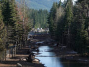 Wildlife fencing parallels I-90 along Snoqualmie Pass, helping funnel wildlife to the undercrossings as well as the wildlife bridge, Oct. 30, 2019.