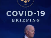 US President-elect Joe Biden speaks at the Queen Theater after a COVID-19 briefing he held Dec. 29, 2020, in Wilmington, Delaware.