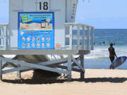 A sign at a Venice Beach lifeguard tower suggests keeping the beach environment clean on June 8, 2021, in Los Angeles, California where World Oceans Day is celebrated with a beach cleanup. - The purpose of World Oceans Day, according to the United Nations, is to inform the public of the impact of human actions on the ocean, which covers over 70 percent of the Earth&rsquo;s surface, with over three billion people dependant on marine life and coastal biodiversity for their livelihoods. (Frederic J.