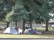 The U.S. Supreme Court will hear arguments on April 22 in a case about homeless ordinances that started with the regulations in Grants Pass that prevented sleeping in public areas. A makeshift campsite for people experiencing homelessness in downtown Salem on Monday, Jan. 29, 2024.