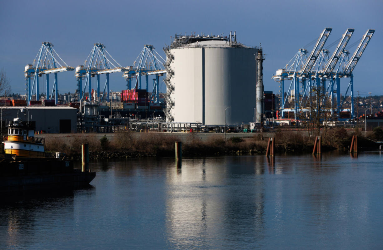 Puget Sound Energy&rsquo;s liquified natural gas (LNG) facility at the Port of Tacoma Feb. 16, 2024.