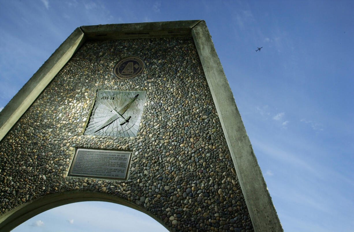 A monument to the first transpolar flight stands at Pearson Field Airport in Vancouver, where a Soviet crew landed successfully in 1937.