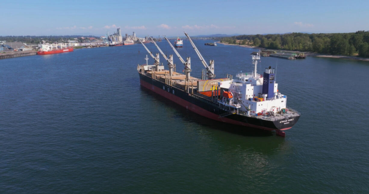 Oceangoing ships prepare to dock at the Port of Vancouver. Around 7 million metric tons of cargo moved through the port in 2022. Infrastructure hasn&rsquo;t kept up with the growing size of ships coming up and down the river.