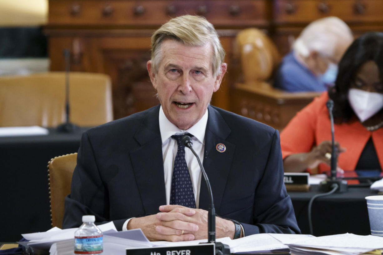 FILE - Rep. Don Beyer, D-Va., speaks at the Capitol in Washington, Sept. 9, 2021. To educate themselves on Artificial Intelligence, lawmakers have created a task force and invited experts to explain how AI could transform our lives. Beyer is taking it even further by enrolling in college to get a Master&rsquo;s degree in machine learning. (AP Photo/J.