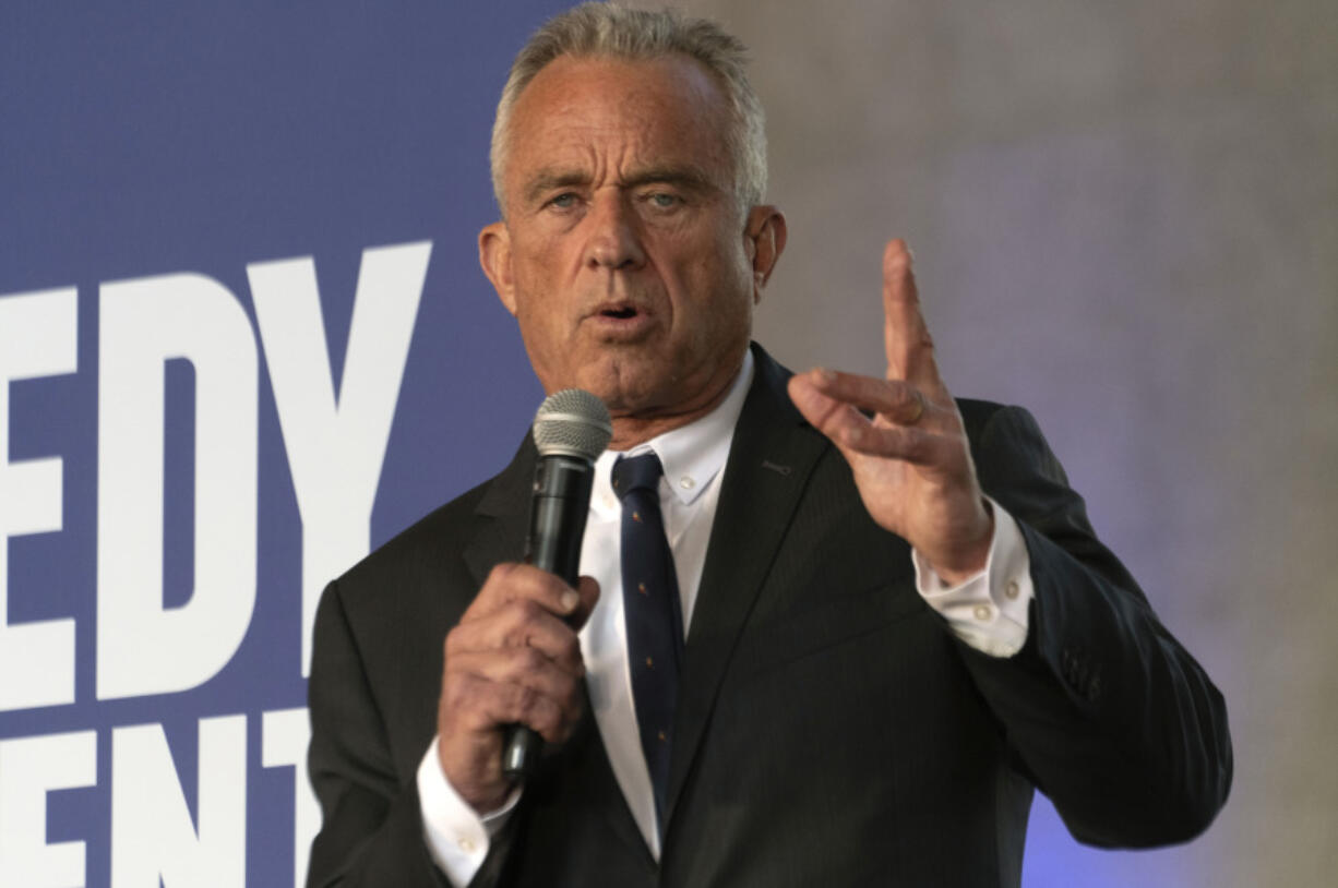 Independent presidential candidate Robert F. Kennedy, Jr. speaks to supporters during an event celebrating Cesar Chavez&#039;s birthday, Saturday, March 30, 2024, in Los Angeles.