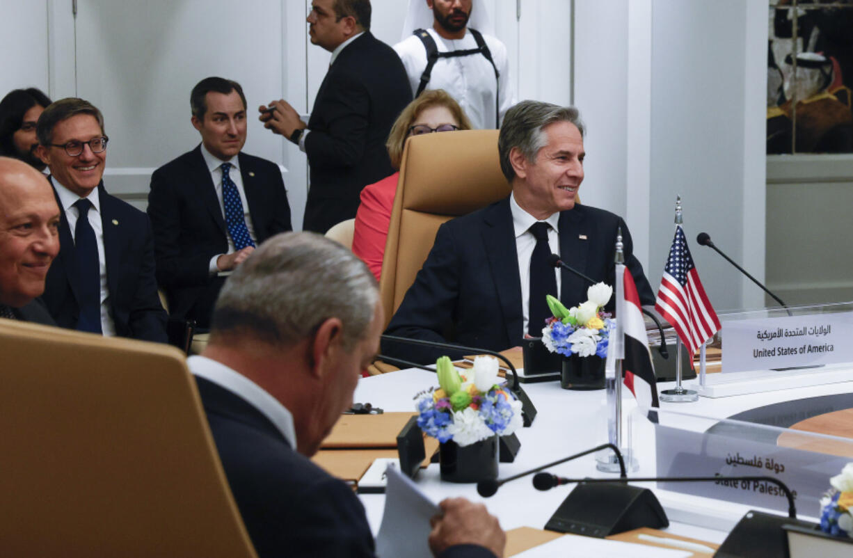 U.S. Secretary of State Antony Blinken attends the U.S.-Arab Quint Meeting with representatives from Egypt, Jordan, Saudi Arabia, Qatar, the United Arab Emirates and the Palestinian Authority, at the Four Seasons Hotel in Riyadh, Saudi Arabia, Monday April 29, 2024.