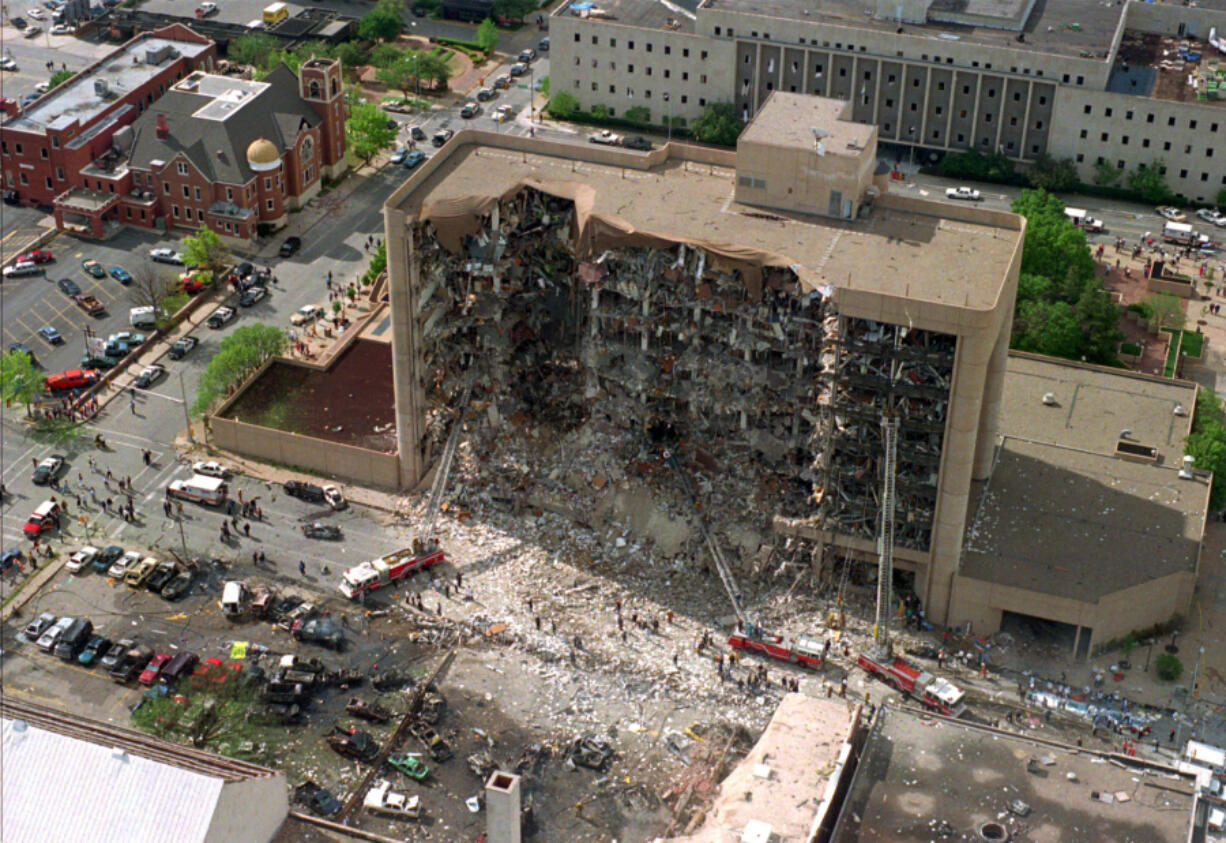 The north side of the Alfred P. Murrah Federal Building in Oklahoma City was torn open by a domestic terrorist&rsquo;s bomb on April 19, 1995, killing 168 people.