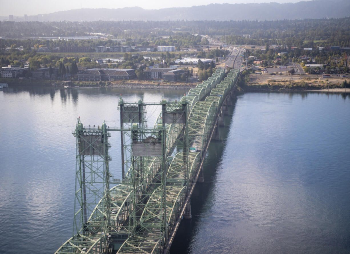 The Interstate 5 Bridge crosses the Columbia River.