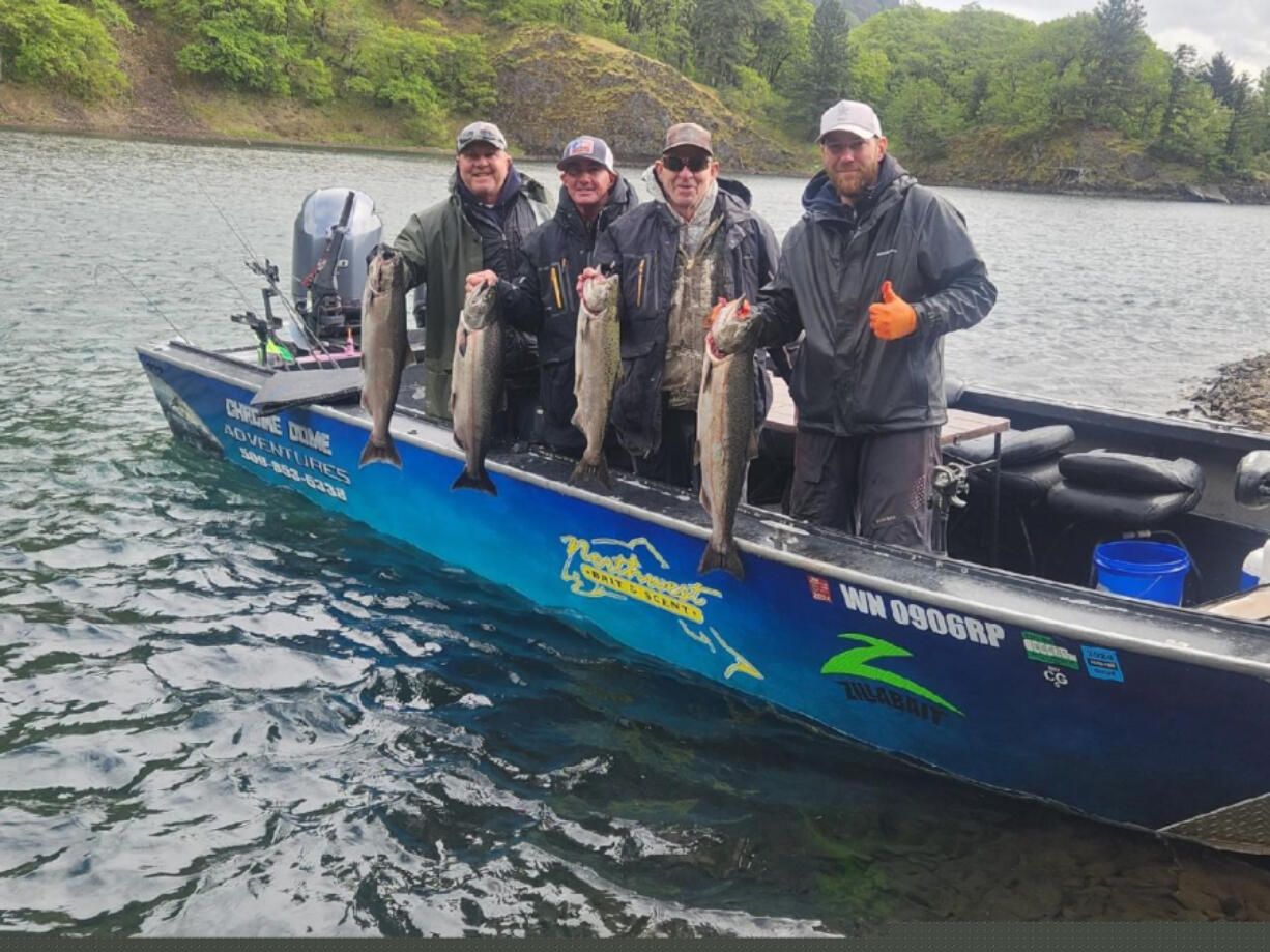 Another limit of Drano Lake springers via Cody Luft. Drano Lake should fish well into June, but the lake closes to sport fishing every Wednesday.