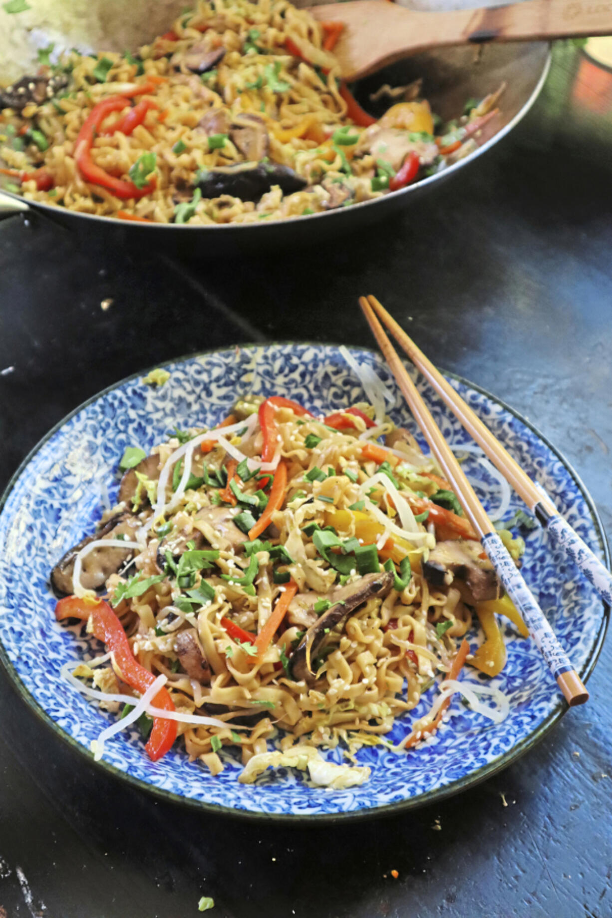 Shiitake mushrooms stand in for beef in this veggie-forward chow mein.