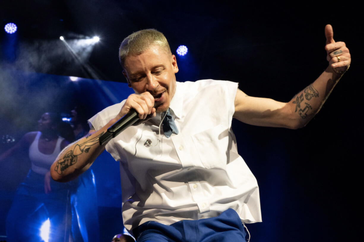 Rapper Macklemore performs April 18, 2023, at the Zenith de la Villette in Paris.