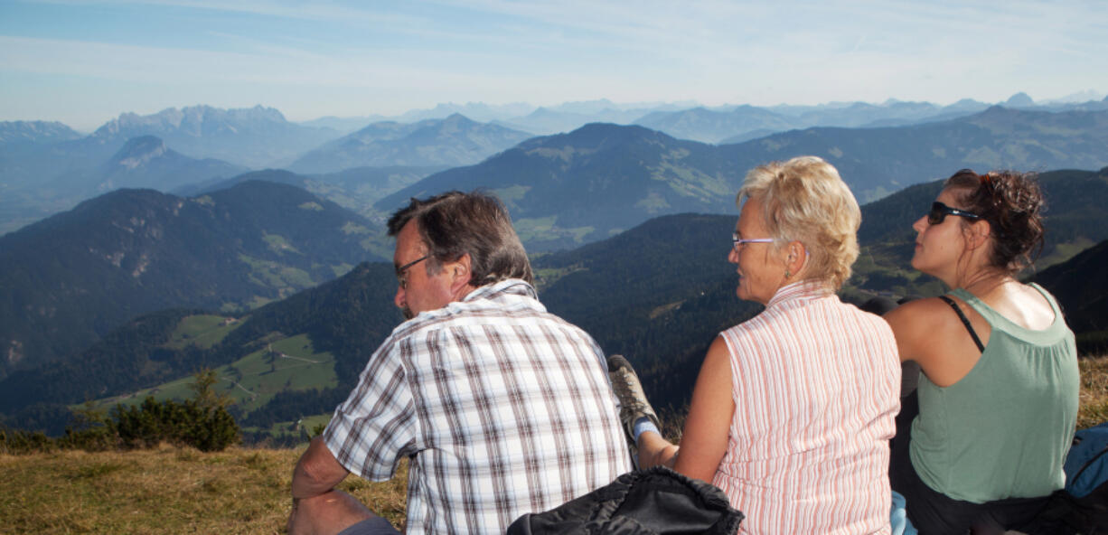 Hiking with older family members.