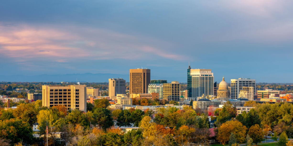 The skyline of Boise, Idaho. Nestled against the foothills of the Rocky Mountains, Boise strikes the ideal balance between outdoor adventure and urban amenities.