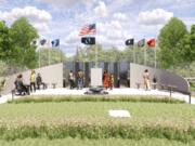 Covalent Architecture of Vancouver created this rendering to show a vision for the city of Washougal&rsquo;s planned veterans memorial at the Washougal Cemetery.