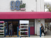 Shoppers make their way into a 99 Cent Only store in Santa Monica, California, on April 5, 2024. The stores will be closing soon.