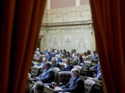 Members of the House convene on the first day of the legislative session at the Washington state Capitol, Monday, Jan. 8, 2024, in Olympia.