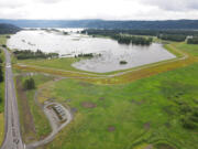 The setback levees constructed during the Steigerwald Reconnection Project kept water from flooding Port of Camas-Washougal property in 2022.