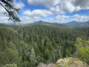 The Pacific Crest Trail from Trout Creek to Sedum Point allows expansive views of the Gifford Pinchot National Forest.