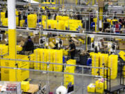 The Amazon Fulfillment Center on Cyber Monday, Nov. 28, 2016, in San Bernardino, California.