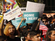 High school students and members of the public rallied in support of DACA in Los Angeles in 2019.