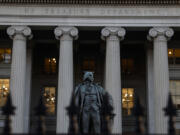 A statue of Alexander Hamilton stands in front of the Treasury Department on Jan. 18, 2023, in Washington, D.C. The Treasury Department announced regulations that will authorize U.S. banks to handle accounts for Cuban private business owners.