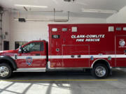 Clark-Cowlitz Fire Rescue performed a traditional push-in ceremony for its new ambulance on Wednesday at the Ridgefield Fire Station.