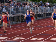 Shaela Bradley of La Center runs to victory in the girls 100 meters at the 1A District 4 track and field championships at Seton Catholic High School in Vancouver on Thursday, May 16, 2024.