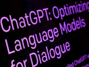 FILE - Text from the ChatGPT page of the OpenAI website is shown in this photo, in New York, Feb. 2, 2023. State lawmakers&rsquo; first attempts at curtailing discrimination in artificial intelligence programs that play a hidden role American&rsquo;s lives are floundering across the country. Only Colorado&rsquo;s bill has been signed by the governor.