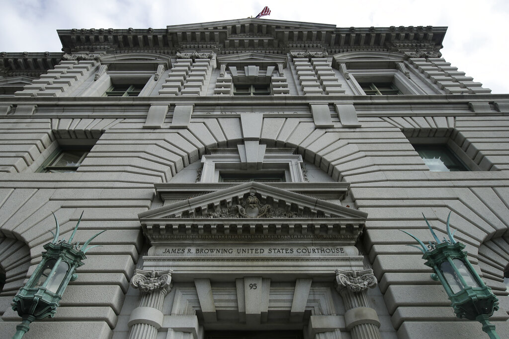 The James R. Browning United States Courthouse building, a courthouse for the U.S. Court of Appeals for the Ninth Circuit, is shown in San Francisco, Wednesday, Jan. 8, 2020.