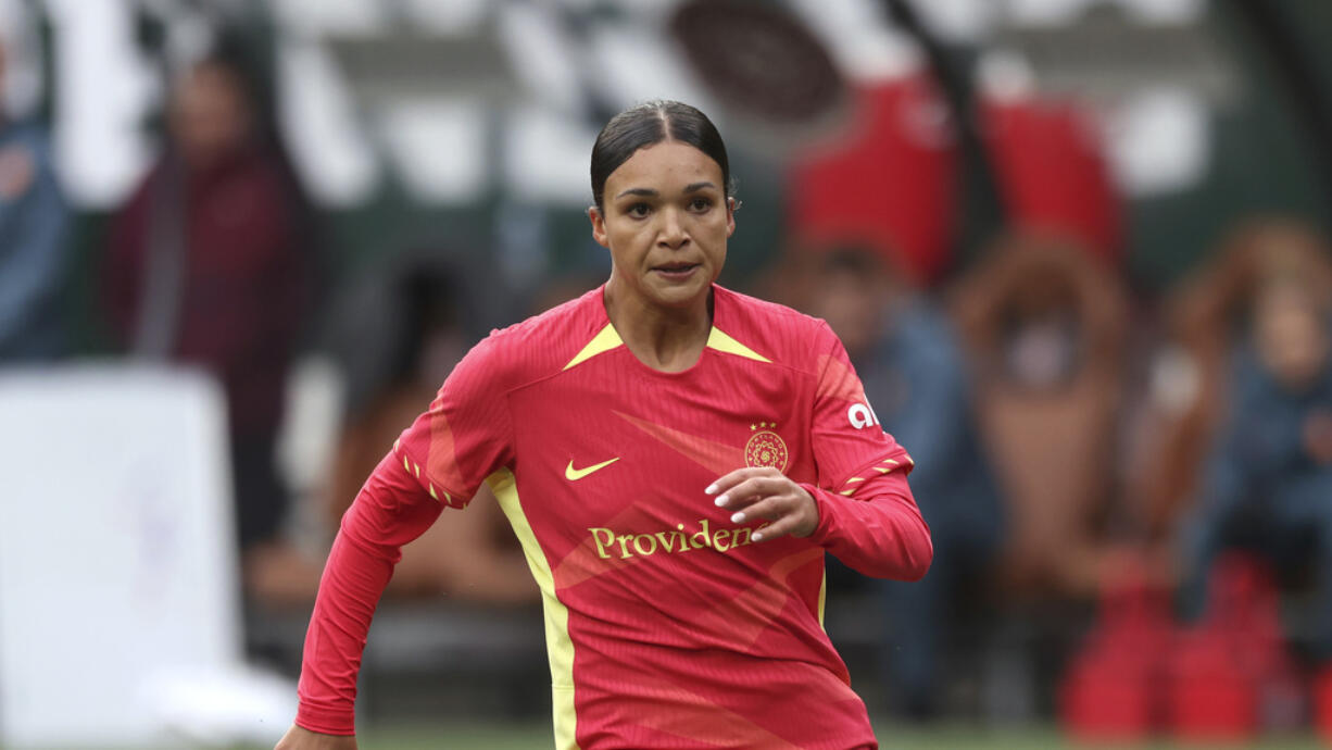 Portland Thorns forward Sophia Smith scored two goals on Wednesday, May 1, 2024, in Portland's 3-2 win at Bay FC (AP Photo/Amanda Loman, file)