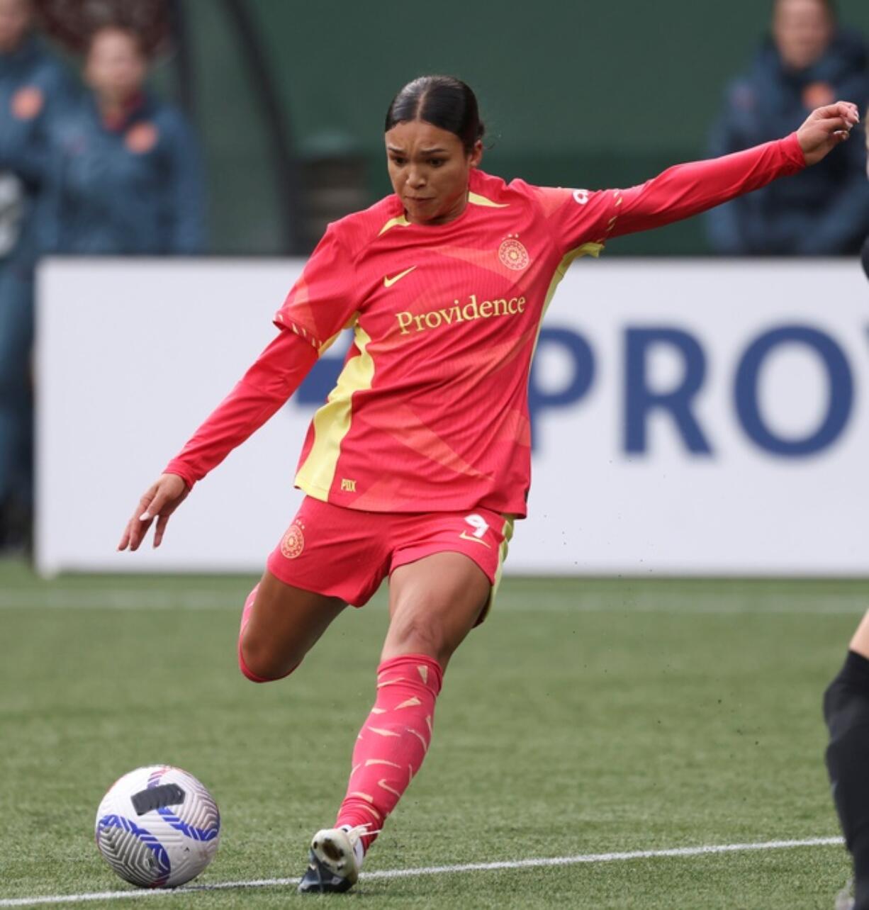 Sophia Smith had a goal and three assists and the Portland Thorns defeated their Pacific Northwest rivals the Seattle Reign 4-0 on Saturday, May 11, 2024.