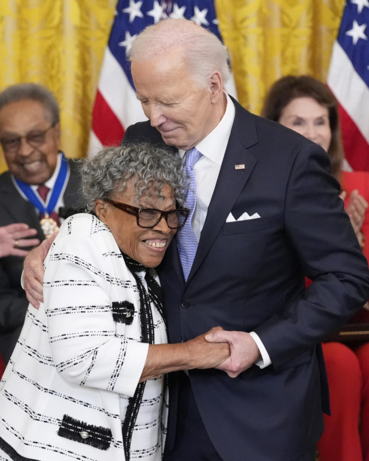 President Joe Biden awards the nation&rsquo;s highest civilian honor, the Presidential Medal of Freedom, to Opal Lee during a ceremony Friday in the East Room of the White House in Washington.