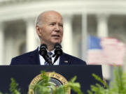 President Joe Biden speaks at a memorial service to honor law enforcement officers who&rsquo;ve lost their lives in the past year, during National Police Week ceremonies at the Capitol in Washington, Wednesday, May 15, 2024.