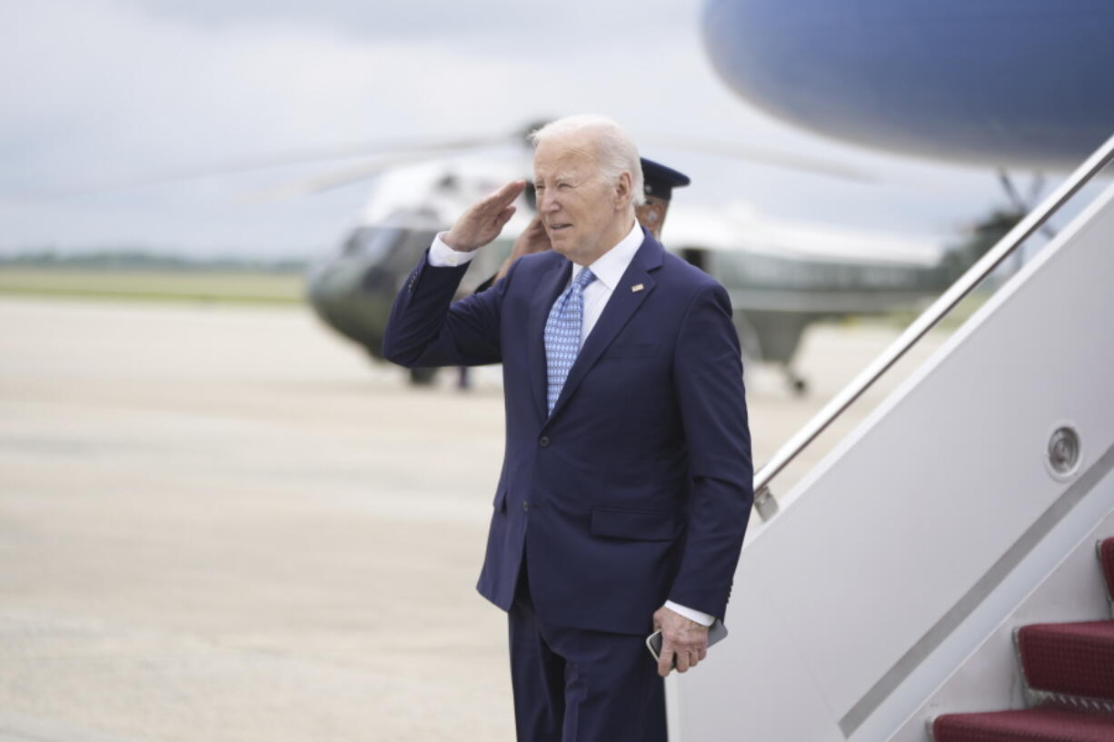 President Joe Biden arrives at Andrews Air Force Base, Md., from a weekend trip to his Delaware home, Monday, May 6, 2024.