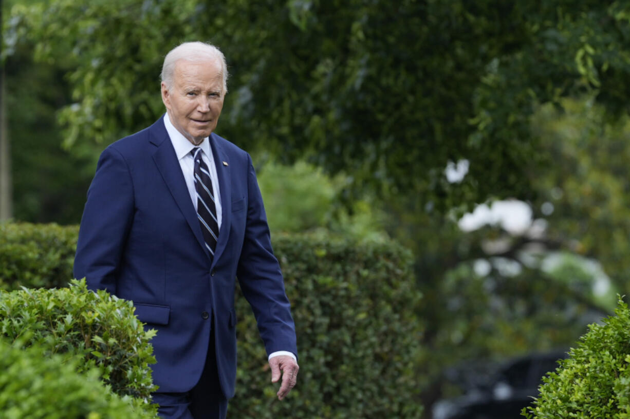 President Joe Biden arrives to speak in the Rose Garden of the White House in Washington, Tuesday, May 14, 2024, announcing plans to impose major new tariffs on electric vehicles, semiconductors, solar equipment and medical supplies imported from China.