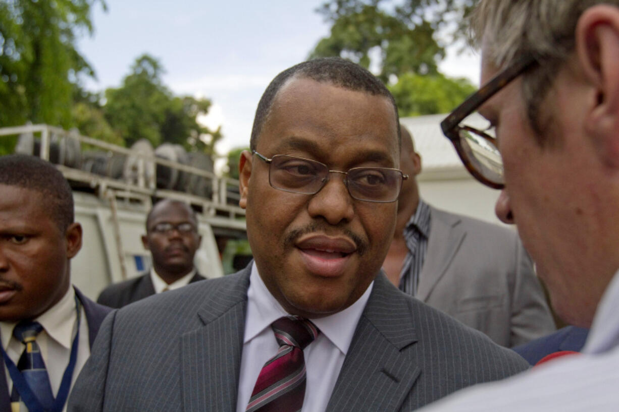 FILE - Haiti&#039;s then Prime Minister Garry Conille speaks with journalists after a press conference in Port-au-Prince, Oct. 6, 2011. Conille was named Haiti&rsquo;s new prime minister, Tuesday, May 28, 2024.