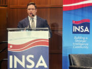 John Beieler, chief AI officer at the Office of the Director of National Intelligence, speaks at a conference of the Intelligence and National Security Alliance on Thursday, April 4 , 2024, in Arlington, Virginia. U.S. intelligence agencies are scrambling to embrace the AI revolution, believing they&rsquo;ll otherwise be smothered by exponential data growth as sensor-generated surveillance tech further blankets the planet.