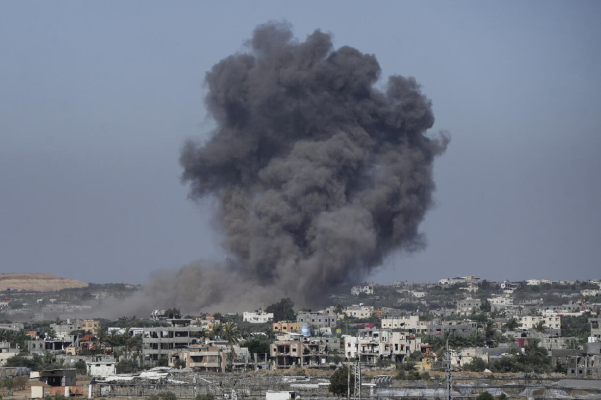 Smoke rises following an Israeli airstrike in Rafah, Gaza Strip, Thursday, May 30, 2024.