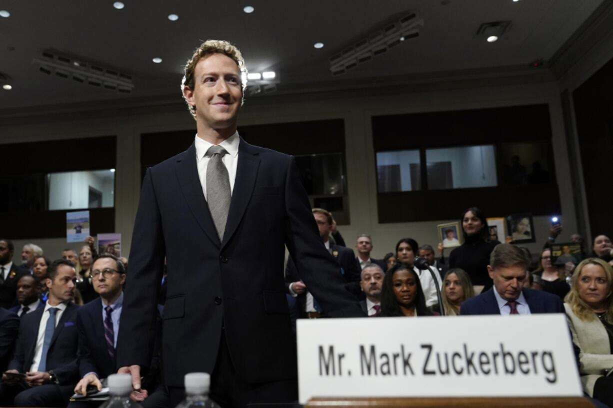 FILE - Meta CEO Mark Zuckerberg arrives to testify before a Senate Judiciary Committee hearing on Capitol Hill in Washington, Wednesday, Jan. 31, 2024.