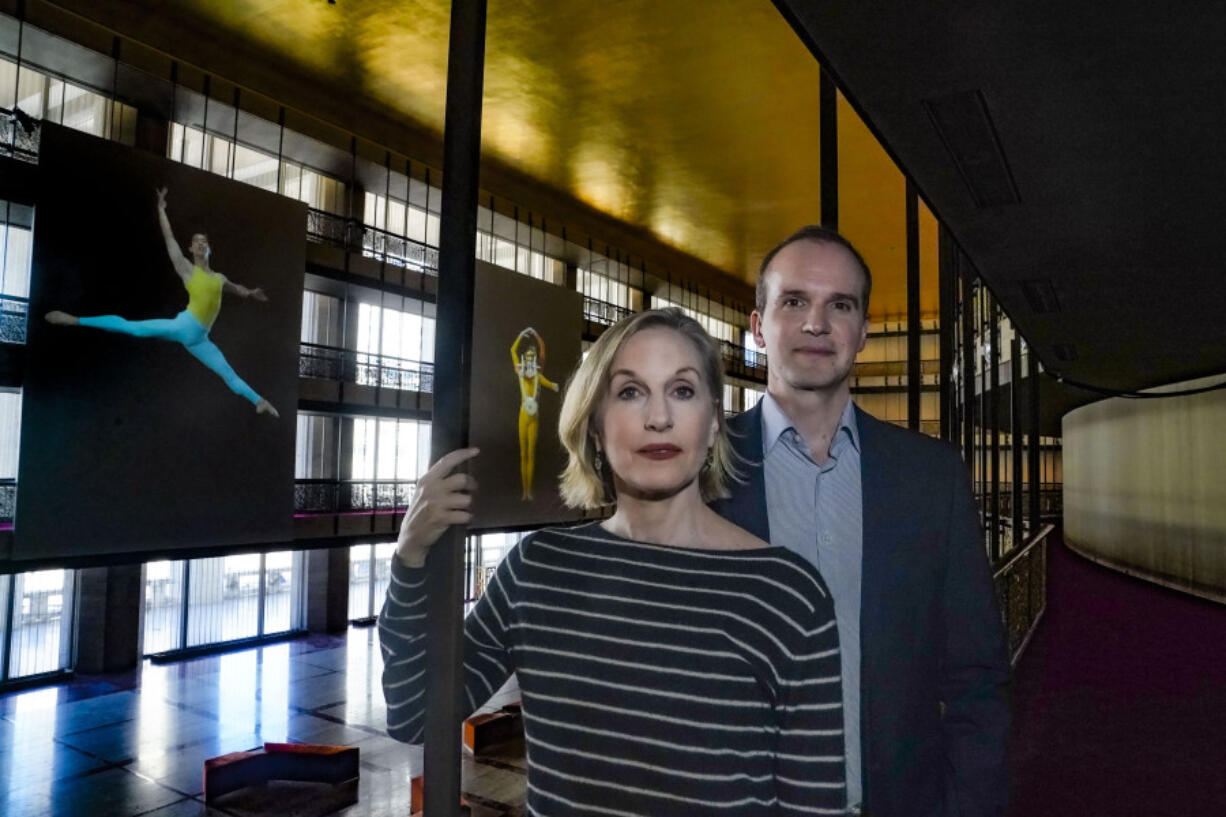 New York City Ballet&rsquo;s artistic director Jonathan Stafford, right, and associate artistic director Wendy Whelan pose Feb. 29 inside the lobby of the David H. Koch Theater at Lincoln Center in New York.