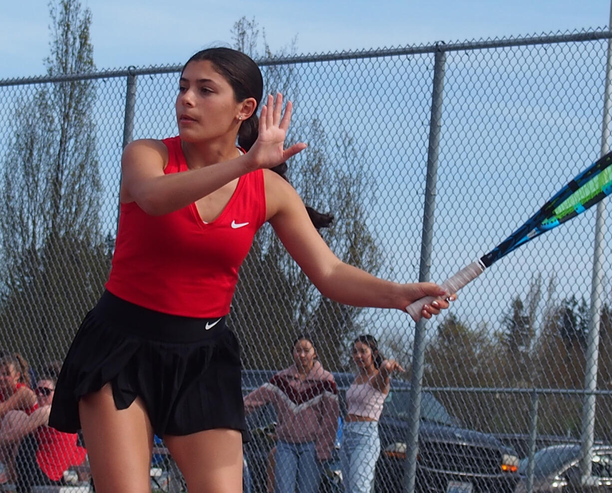 Camas junior Hailey Kerker is into the 4A state semifinals for the third year in a row after a pair of wins on Friday, May 24, 2024, at Kennewick.