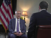 President Joe Biden&rsquo;s top climate diplomat John Podesta speaks during an interview with The Associated Press at the Eisenhower Executive Office Building on the White House complex in Washington, Wednesday, May 29, 2024.