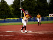 Prairie's Rylee Wall delivers a pitch during a District 3/4 quarterfinal softball game against River Ridge on Thursday, May 16, 2024 at Regional Athletic Complex in Lacey.